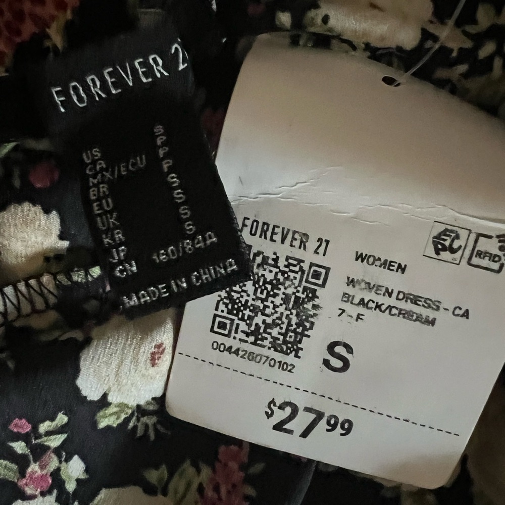 NWT forever 21 black midi floral dress tie back adjustable straps Small - Picture 6 of 7